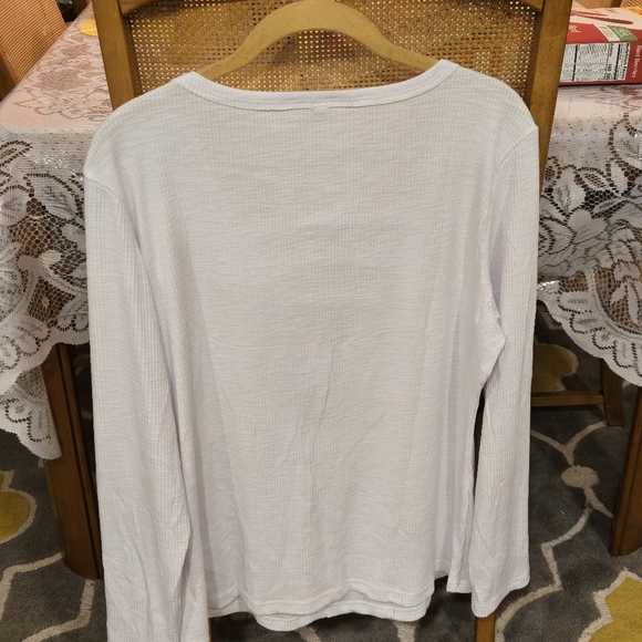 Women Casual Long Sleeve Tunic V-Neck Criss Cross Ribbed Casual Tee XXL - Picture 4 of 5